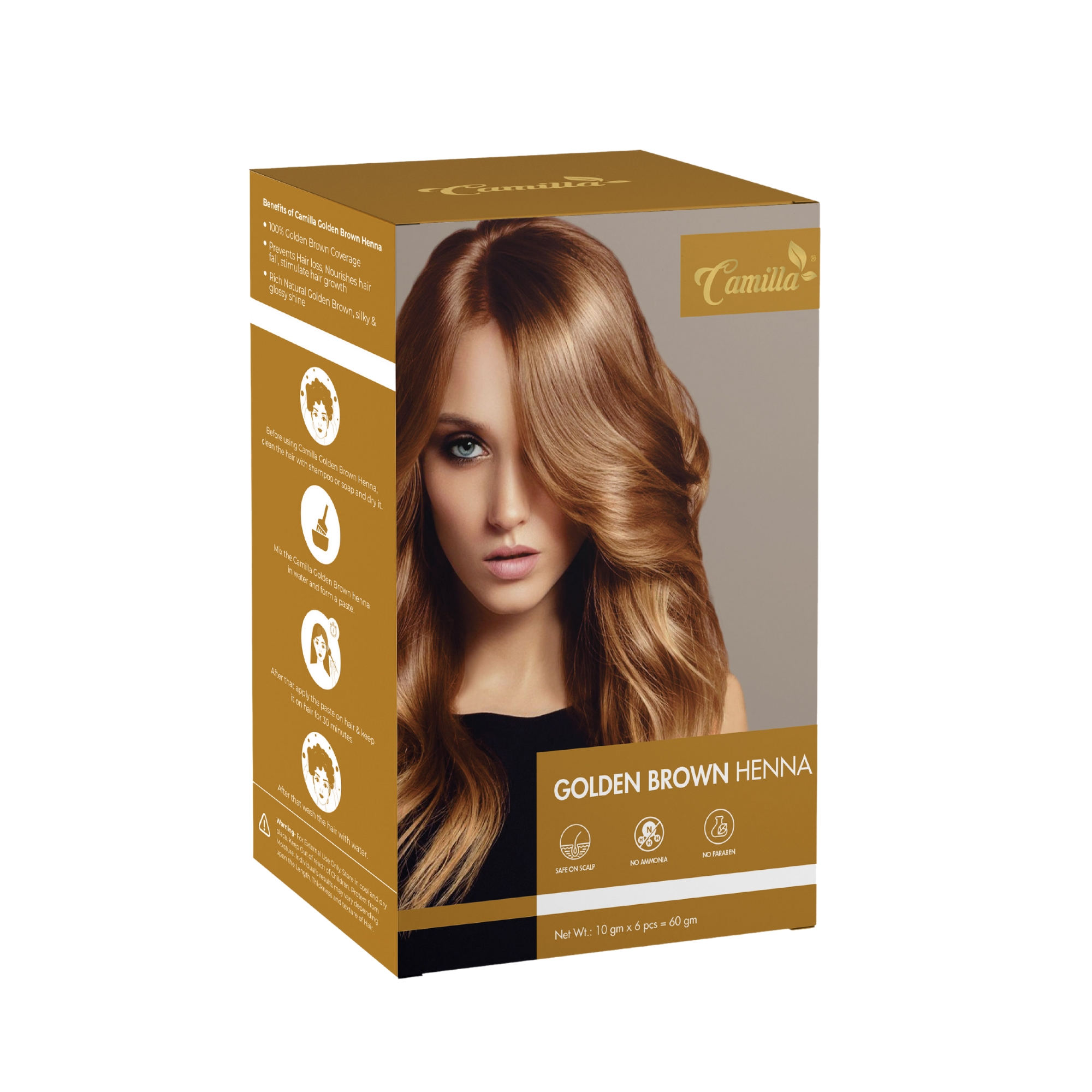 Camilla Golden Brown Hair Color | Best Henna Based Golden Brown Hair Color  Gives You 100% Grey Coverage